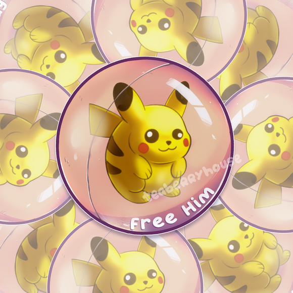 Pikachu Free Him Rubber Ball Vinyl Sticker