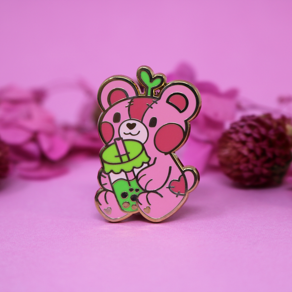 Boba Bear Pink enamel pin