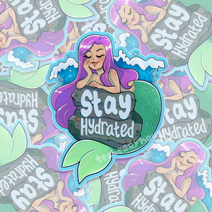 Stay Hydrated Mermaid Vinyl Sticker