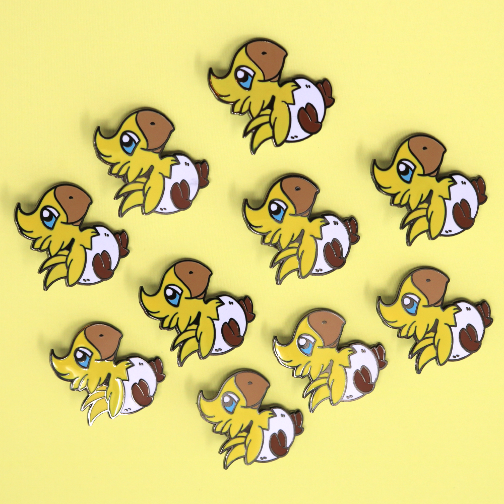 Chocobo Hatchling Final Fantasy hard enamel pin TeaberryHouse Chocobo Hatchling Final Fantasy hard enamel pin TeaberryHouse