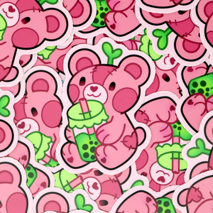 Pink Boba Bear Vinyl Sticker