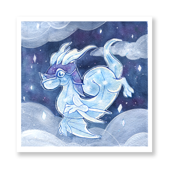Celestial Dragon Watercolor Mini Print