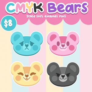 CMYK Bears - Dyed soft enamel pins - Single Mystery Pin