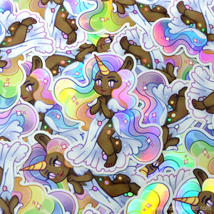 Pastel Rainbow Unicorn Holographic Vinyl Sticker