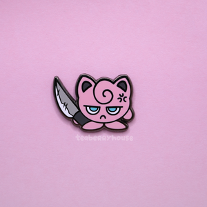 Jigglypuff with a knife enamel pin