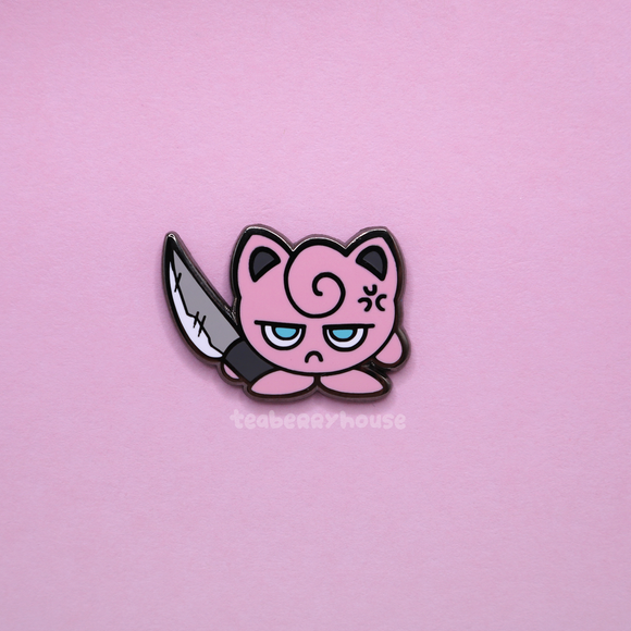 Jigglypuff with a knife enamel pin